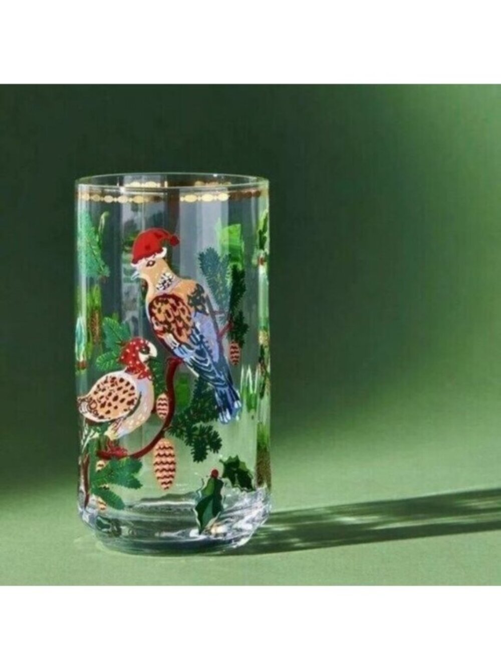 Anthropologie Nathalie Lete Twelve Days of Christmas Juice Glass NEW Birds